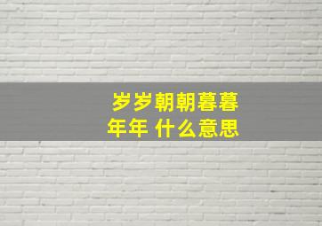 岁岁朝朝暮暮年年 什么意思